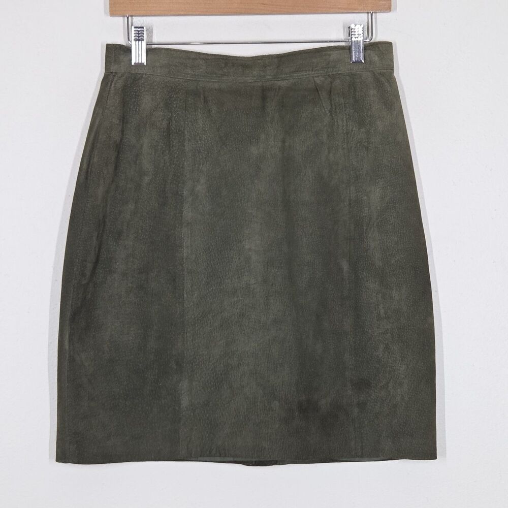 Vtg 90s The Limited Green Suede Skirt 10 Grunge Boho Western Festival Forest